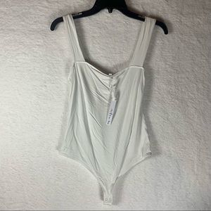 Maison‎ Womens White Square Neck Tank Bodysuit M. 
4505
